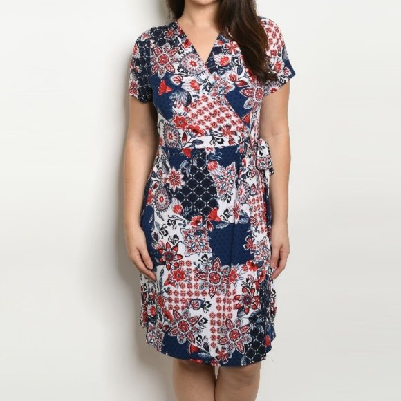 Patchwork Print Floral Dress Wrap - Picture 1 of 9